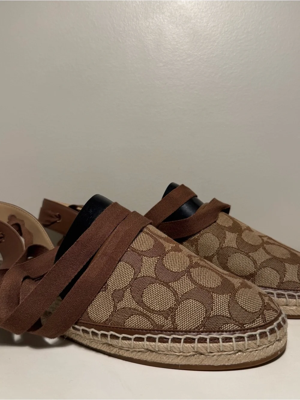 Coach Connie Espadrille Sandals Khaki Saddle CT035 Women’s Size 10 Slip On Strap